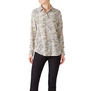 NWOT EQUIPMENT Slim Signature Python 100% Silk Crepe Button Up Shirt, Size XS